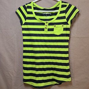 Women's Green and Black Stripped Tee Shirt